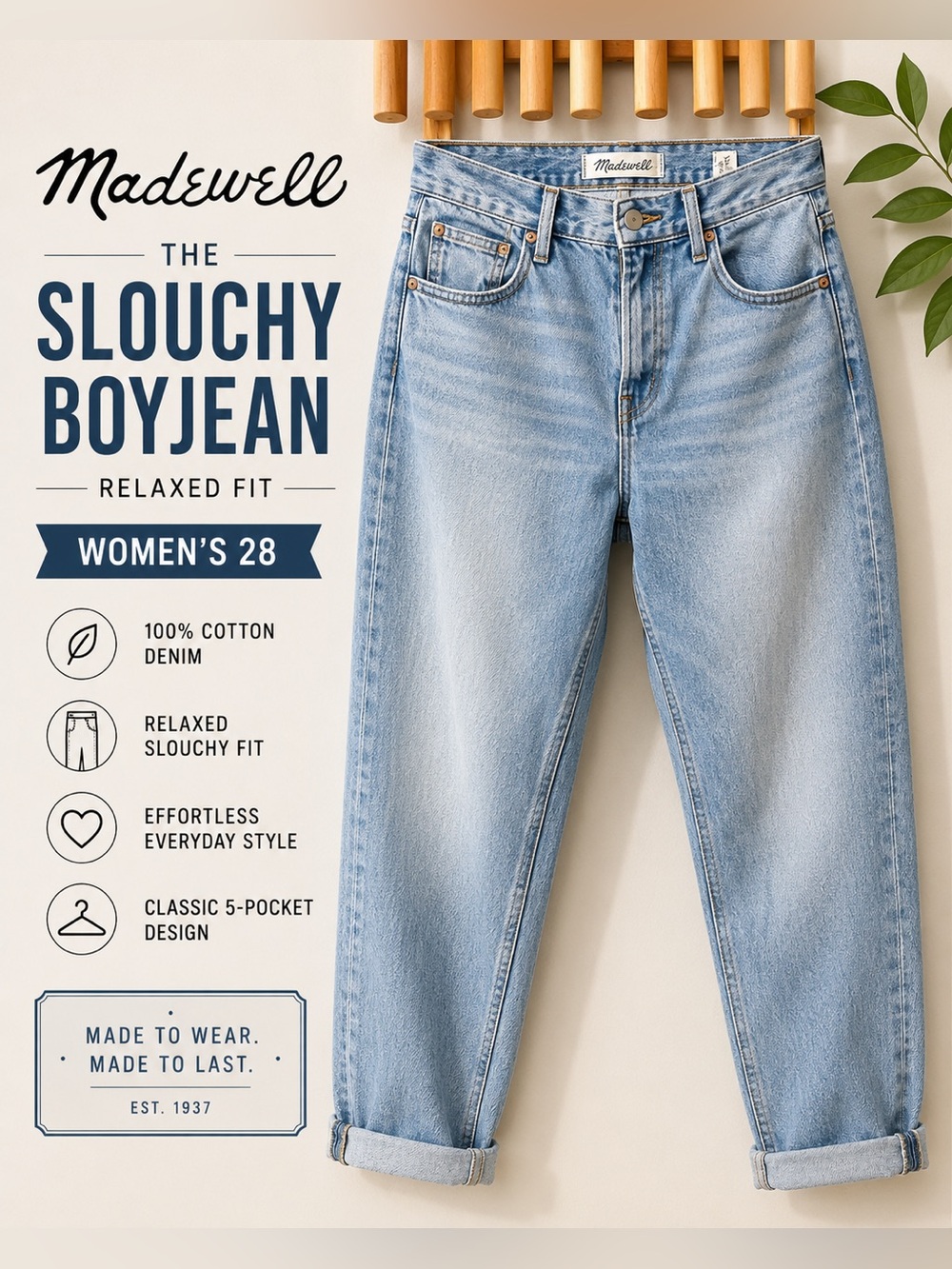 Madewell The Slouchy Boyjean Light Wash Jeans Size 28